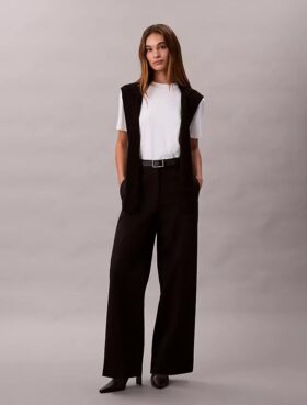 Cotton Stretch-byxor med vida ben Cotton Stretch-byxor med vida ben