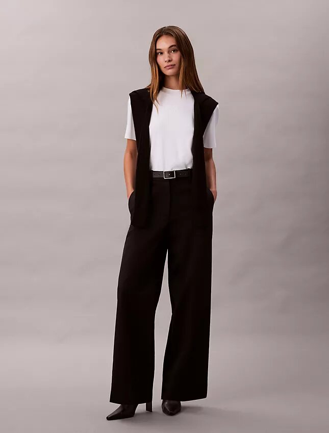 Cotton Stretch-byxor med vida ben Cotton Stretch-byxor med vida ben