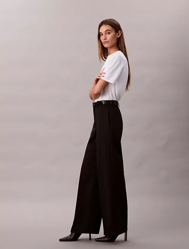Cotton Stretch-byxor med vida ben Cotton Stretch-byxor med vida ben
