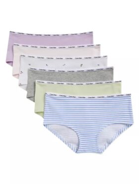 Cotton Stretch-Hipster för flickor, 6-pack