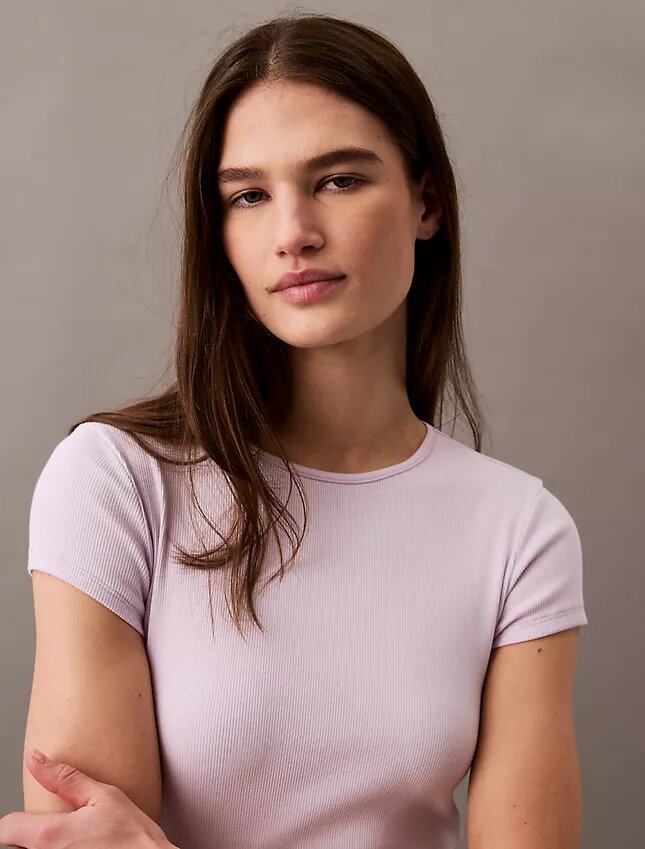 Cotton Stretch Rib Cropped Tee Cotton Stretch Rib Cropped Tee