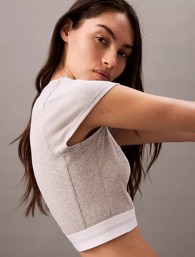 Cotton Stretch Rib Cropped Tee Cotton Stretch Rib Cropped Tee