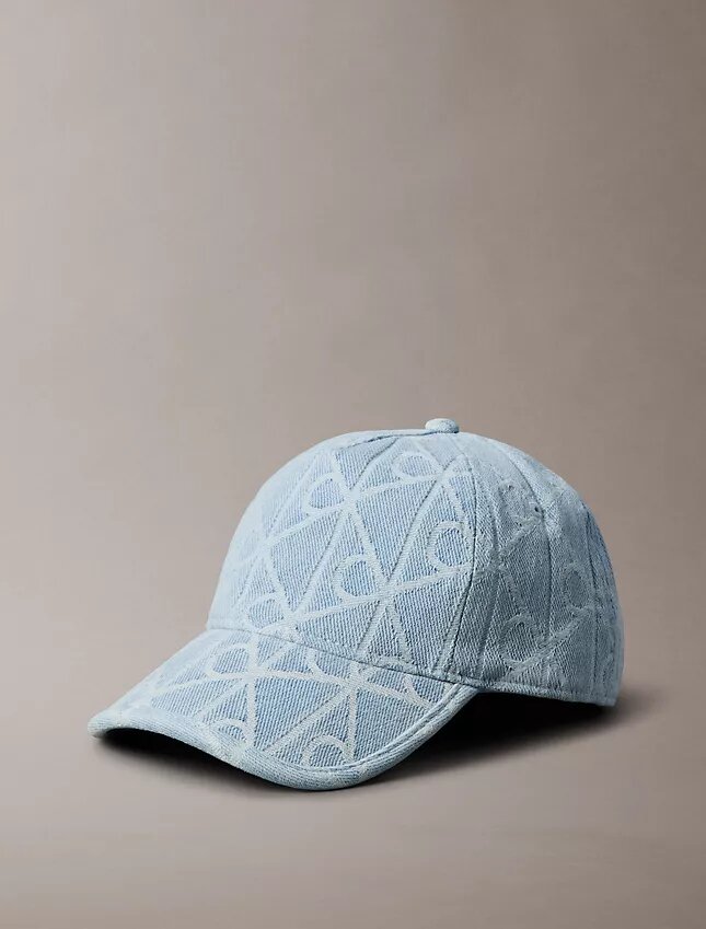 Denim-baseballkeps med emblem-logotyp över hela ytan Denim-baseballkeps med emblem-logotyp över hela ytan