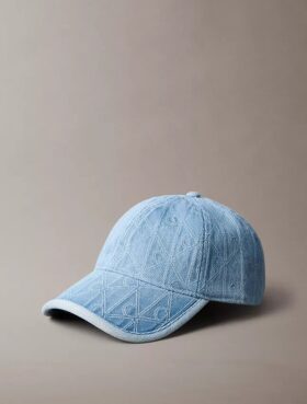 Denim-baseballkeps med emblem-logotyp över hela ytan Denim-baseballkeps med emblem-logotyp över hela ytan