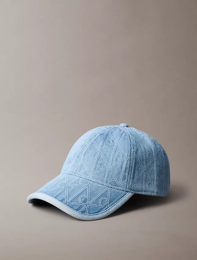Denim-baseballkeps med emblem-logotyp över hela ytan Denim-baseballkeps med emblem-logotyp över hela ytan