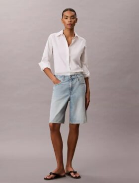 Denim Bermudashorts med logotyp