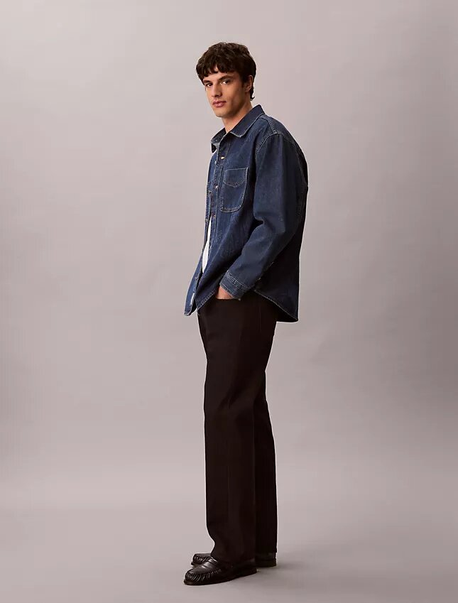 Denim Overshirt med Monogram över hela plagget i 90-talsstil Denim Overshirt med Monogram över hela plagget i 90-talsstil