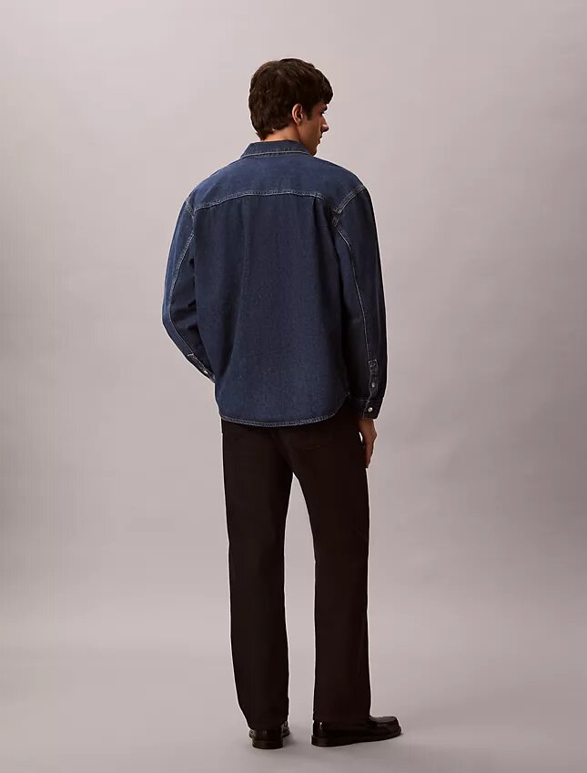 Denim Overshirt med Monogram över hela plagget i 90-talsstil Denim Overshirt med Monogram över hela plagget i 90-talsstil