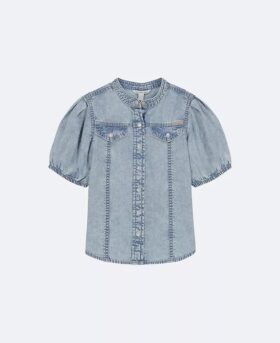 Denim-skjorta med knappar för flickor