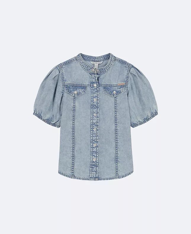 Denim-skjorta med knappar för flickor Denim-skjorta med knappar för flickor