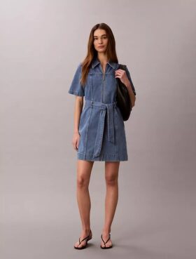 Denimklänning med bälte