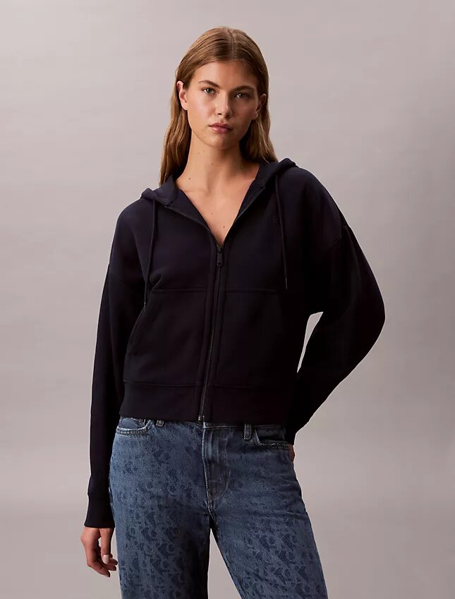 Fleece-hoodie med dragkedja och Monogram Fleece-hoodie med dragkedja och Monogram