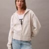 Fleece-hoodie med dragkedja och Monogram Fleece-hoodie med dragkedja och Monogram