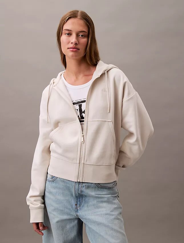 Fleece-hoodie med dragkedja och Monogram Fleece-hoodie med dragkedja och Monogram