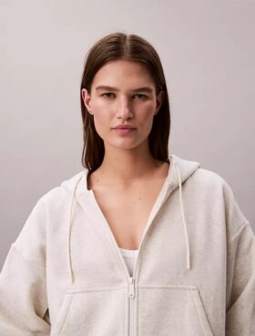Fleece-hoodie med dragkedja och Monogram