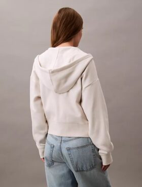 Fleece-hoodie med dragkedja och Monogram