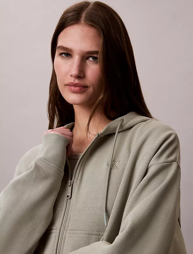 Fleece-hoodie med dragkedja och Monogram Fleece-hoodie med dragkedja och Monogram
