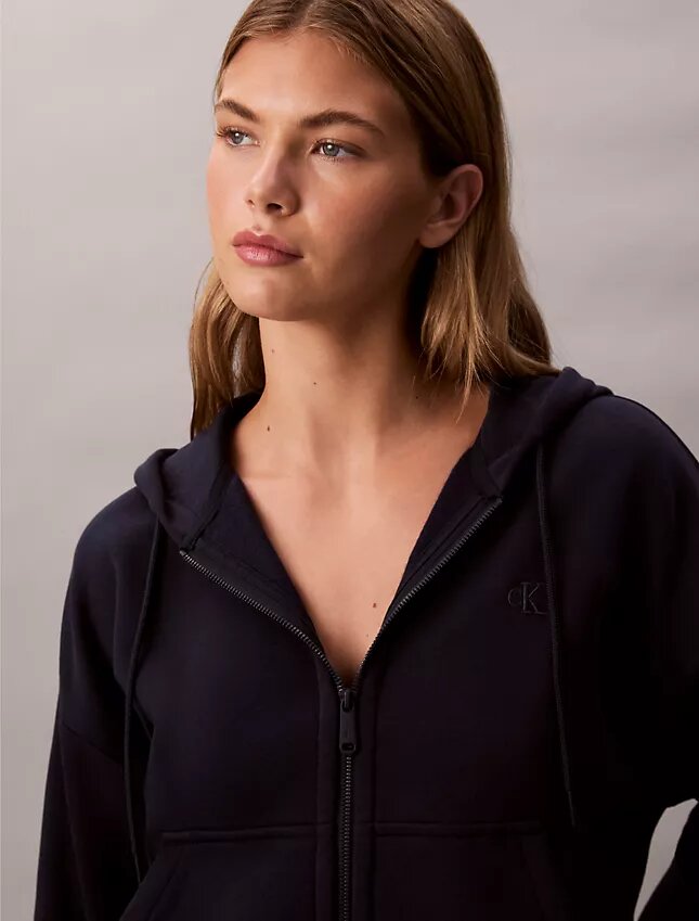 Fleece-hoodie med dragkedja och Monogram Fleece-hoodie med dragkedja och Monogram