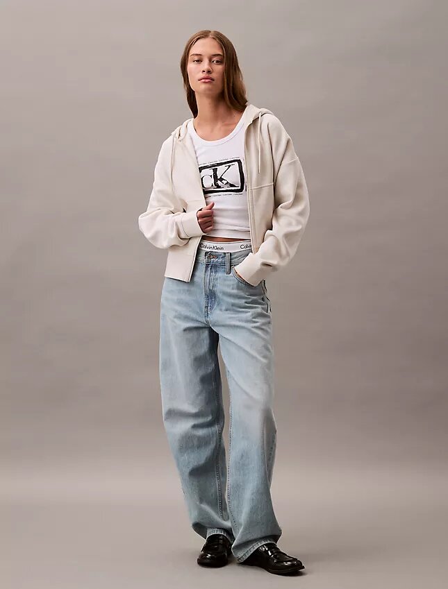 Fleece-hoodie med dragkedja och Monogram Fleece-hoodie med dragkedja och Monogram