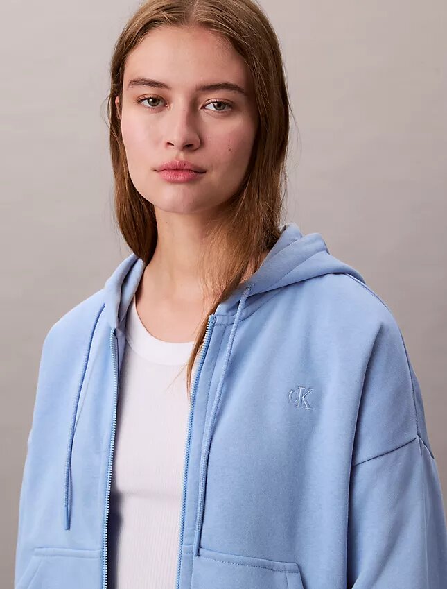 Fleece-hoodie med dragkedja och Monogram Fleece-hoodie med dragkedja och Monogram