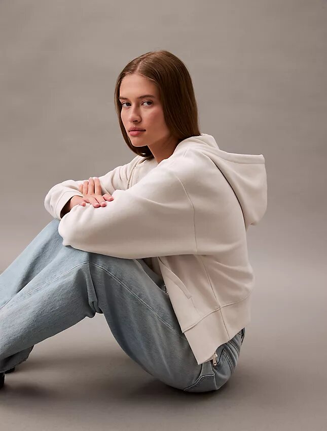 Fleece-hoodie med dragkedja och Monogram Fleece-hoodie med dragkedja och Monogram