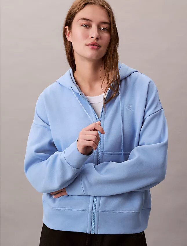 Fleece-hoodie med dragkedja och Monogram Fleece-hoodie med dragkedja och Monogram