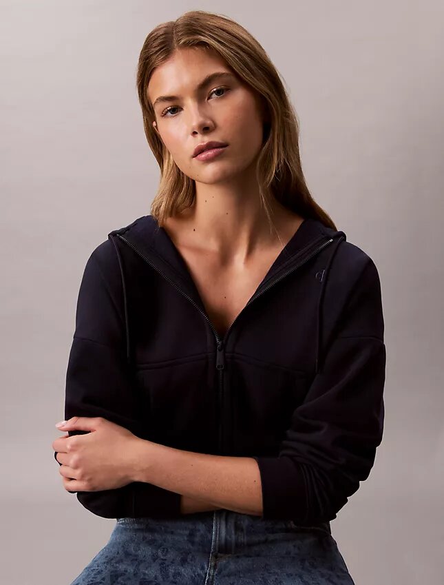 Fleece-hoodie med dragkedja och Monogram Fleece-hoodie med dragkedja och Monogram