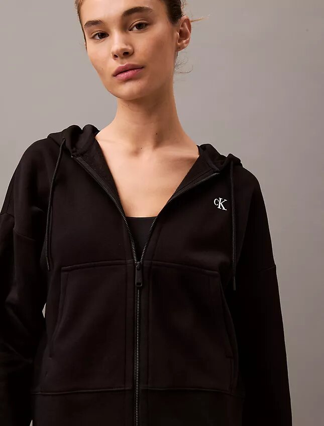 Fleece-hoodie med dragkedja och Monogram Fleece-hoodie med dragkedja och Monogram