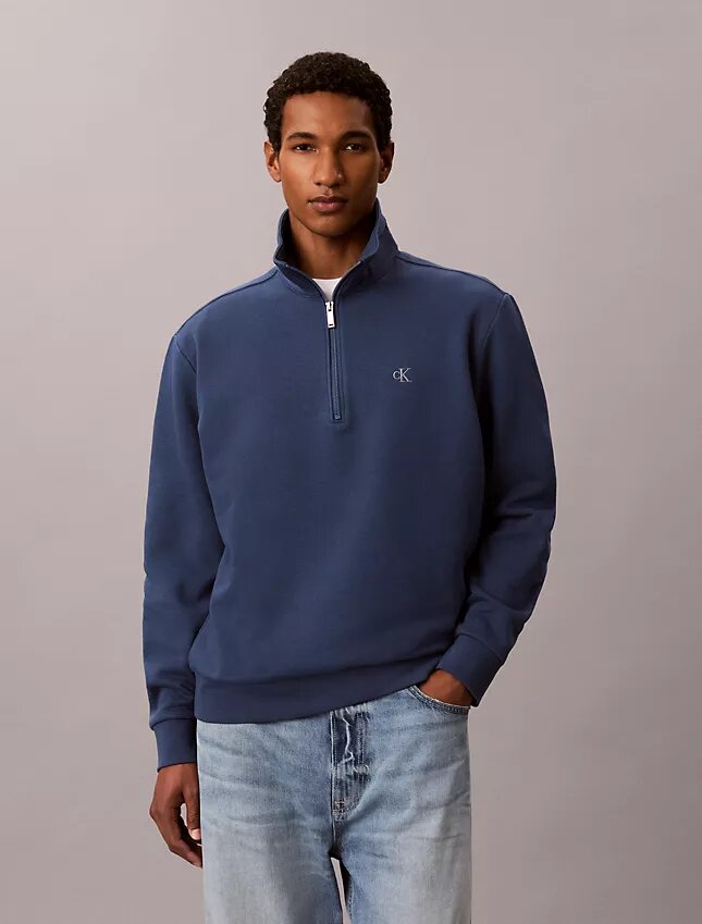 Fleece-tröja med kvartslås och arkivlogotyp Fleece-tröja med kvartslås och arkivlogotyp