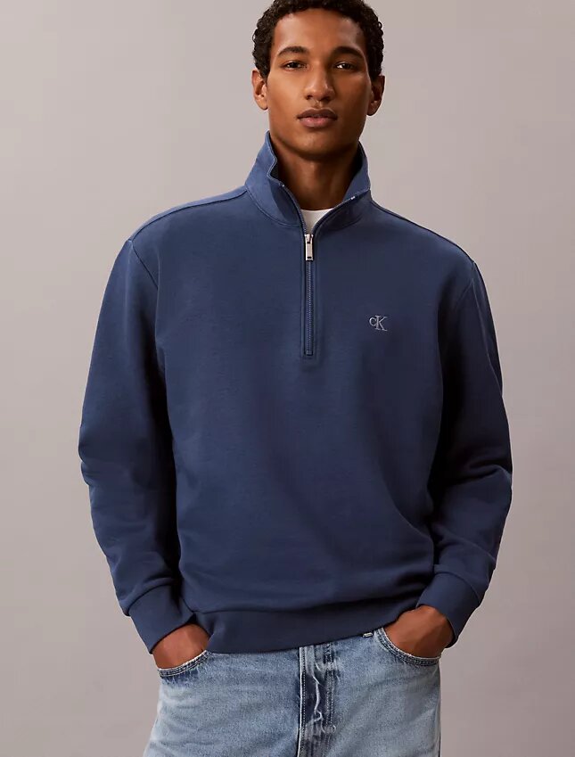 Fleece-tröja med kvartslås och arkivlogotyp Fleece-tröja med kvartslås och arkivlogotyp