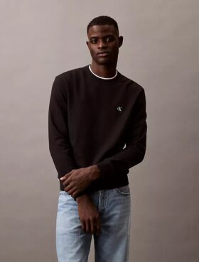 Fleece-tröja med rund hals och arkivlogotyp