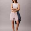 Garment-färgade A-linjeformade shorts med hög midja Garment-färgade A-linjeformade shorts med hög midja
