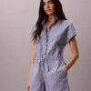 Garnfärgad poplin-bomullsromper Garnfärgad poplin-bomullsromper