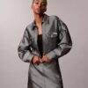 Glansig denim-bomberjacka Glansig denim-bomberjacka