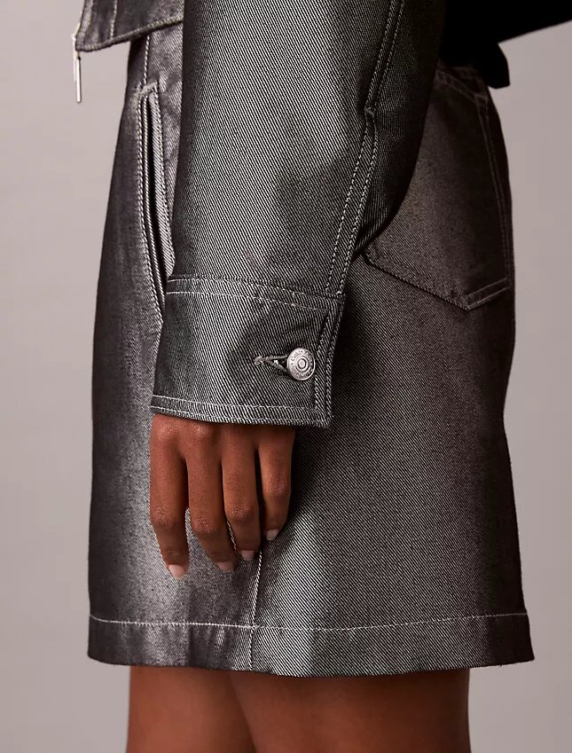 Glansig denim-bomberjacka Glansig denim-bomberjacka