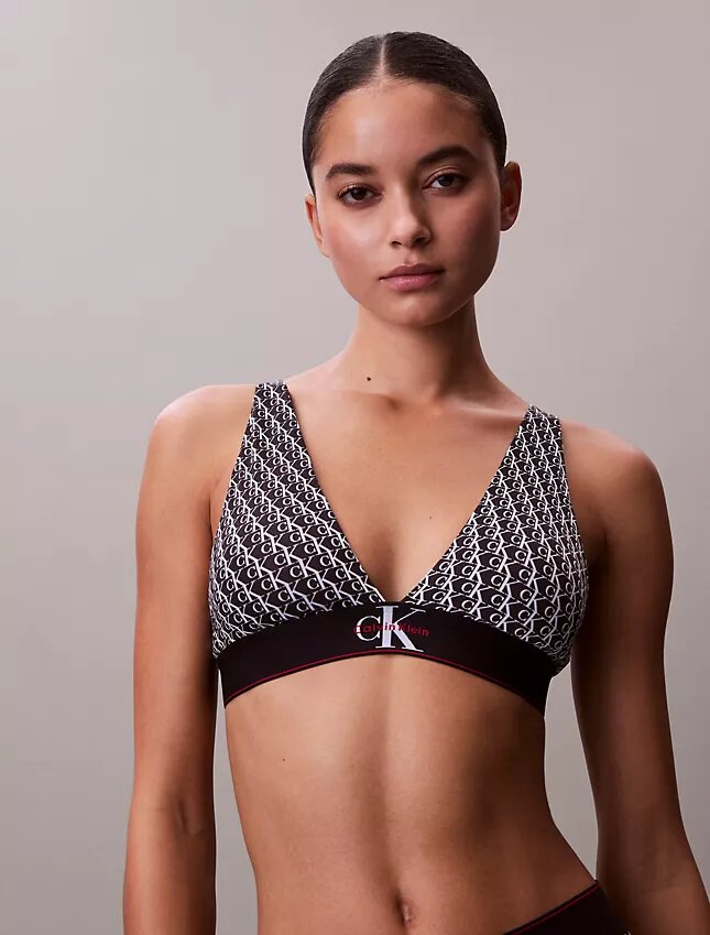 Grafisk Monogram-Microfiber, stretch, lätt fodrad triangel-Bralette Grafisk Monogram-Microfiber, stretch, lätt fodrad triangel-Bralette