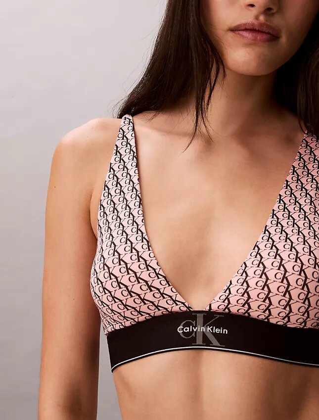 Grafisk Monogram-Microfiber, stretch, lätt fodrad triangel-Bralette Grafisk Monogram-Microfiber, stretch, lätt fodrad triangel-Bralette