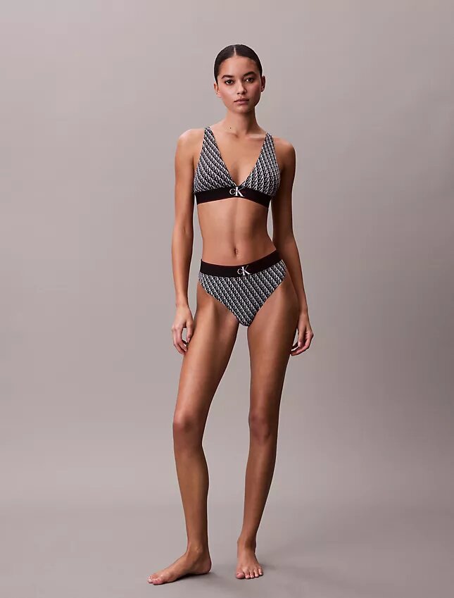 Grafisk Monogram-Microfiber, stretch, lätt fodrad triangel-Bralette Grafisk Monogram-Microfiber, stretch, lätt fodrad triangel-Bralette