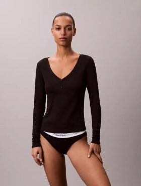Henley-T-shirt i Cotton Stretch-bomull Henley-T-shirt i Cotton Stretch-bomull