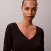 Henley-T-shirt i Cotton Stretch-bomull