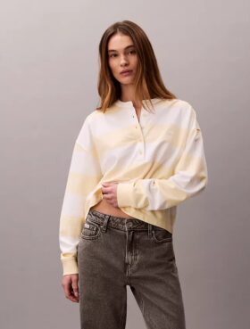 Henley-tröja med varsity-ränder