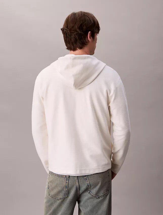 Hoodie i bomullsblandad bouclé med avslappnad passform Hoodie i bomullsblandad bouclé med avslappnad passform