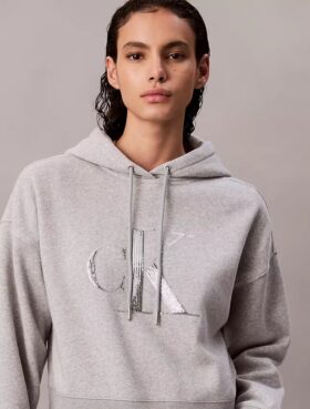Hoodie i fleece med paljettmonogram med Monogram