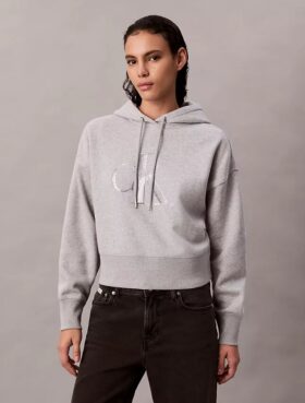 Hoodie i fleece med paljettmonogram med Monogram