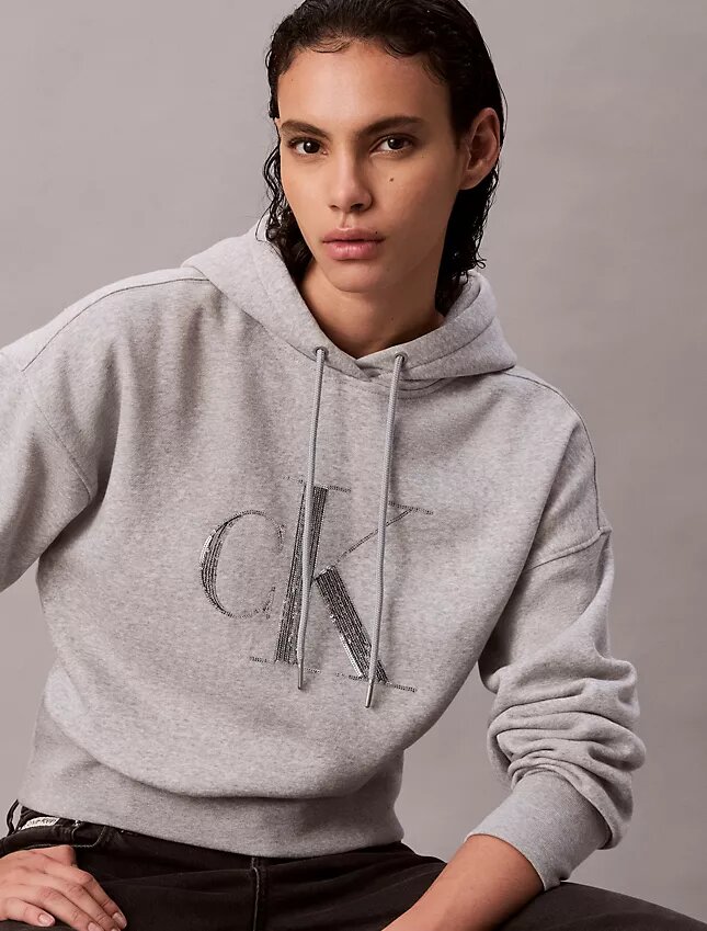 Hoodie i fleece med paljettmonogram med Monogram Hoodie i fleece med paljettmonogram med Monogram