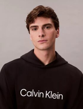 Hoodie i frotté med standardlogotyp