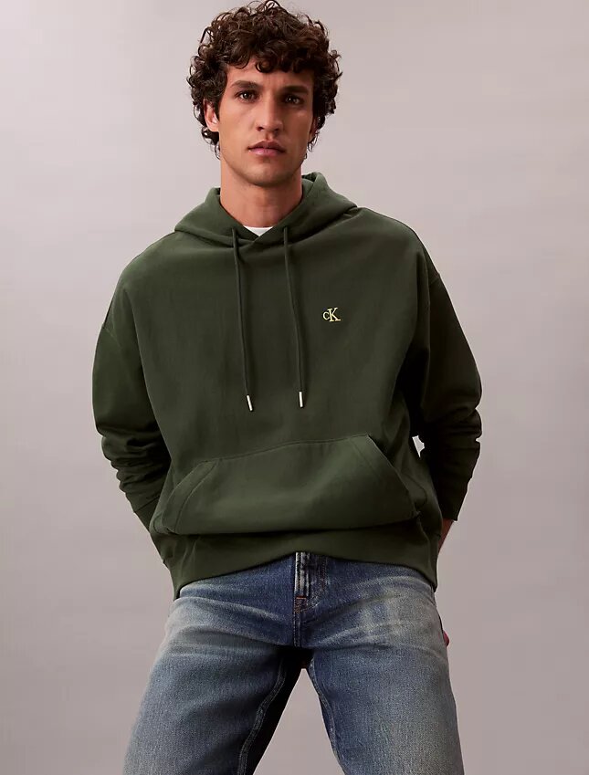 Hoodie i premiumfrotté med avslappnad passform och Monogram Hoodie i premiumfrotté med avslappnad passform och Monogram
