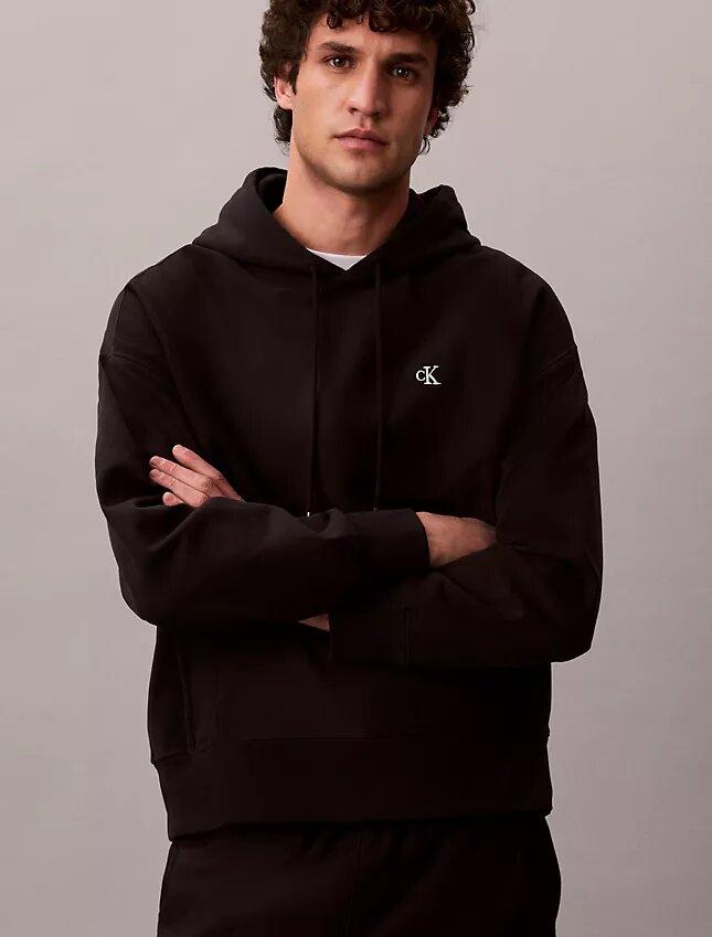 Hoodie i premiumfrotté med avslappnad passform och Monogram Hoodie i premiumfrotté med avslappnad passform och Monogram