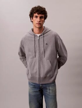 Hoodie i premiumfrotté med dragkedja och avslappnad passform