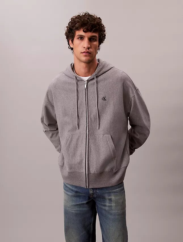 Hoodie i premiumfrotté med dragkedja och avslappnad passform Hoodie i premiumfrotté med dragkedja och avslappnad passform